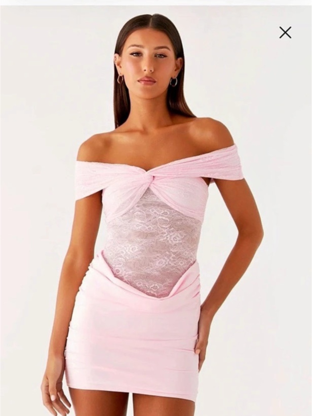Peppermayo Brand New Either Way Off Shoulder Mini Dress in Pink